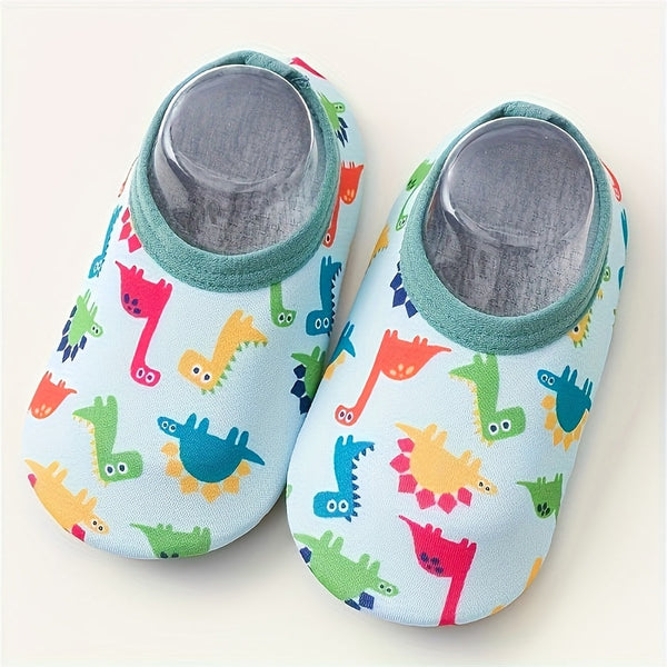 2 Pairs Kids Cartoon Boat Socks - Elastic Anti-Slip Indoor Play Walking Floor Socks | 98% Polyester, 2% Spandex | All-Season Knit Fabric, Hand Wash Only