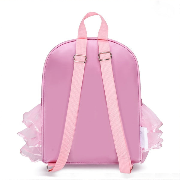 Chic Magenta Ballet Dance Backpack – Lightweight Nylon School Bag with Embroidered Shoes & Bow, Adjustable Straps, Zip Closure, and Laptop Compartment