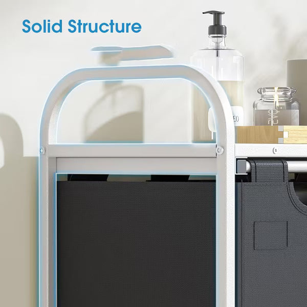 35.7 Gallon 3-Section Laundry Sorter with Shelf & Drawer