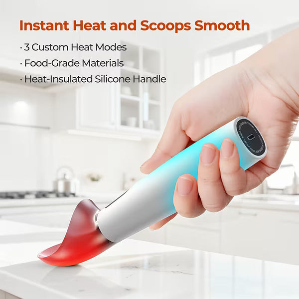 Electric Heated Ice Cream Scoop – USB-C Rechargeable Ice Cream Scooper with 3 Adjustable Temperature Settings