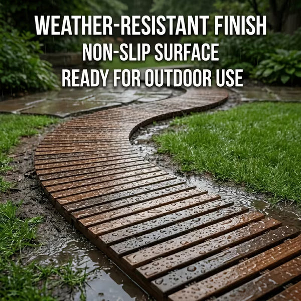 Roll-Up Wooden Garden Pathway with Non-Slip Weather-Resistant Slats