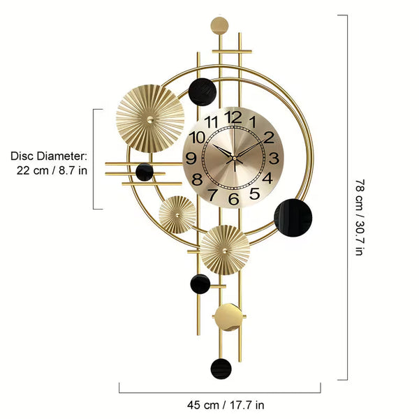 Large 3D Metal Wall Clock – 30.7" x 17.7" Modern Silent Decorative Clock for Living Room & Bedroom