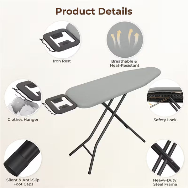 Full Size Foldable Ironing Board with 4-Leg Stand and 4-Layer Pad