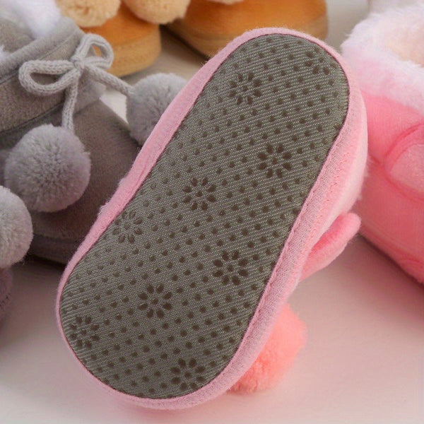 Newborn Booties Baby Socks Shoes for Girls - Winter Warm, Cute Toddler Prewalkers with Soft Anti-Slip Sole | Infant Crib Crawl Shoes