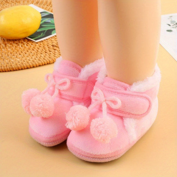 Newborn Booties Baby Socks Shoes for Girls - Winter Warm, Cute Toddler Prewalkers with Soft Anti-Slip Sole | Infant Crib Crawl Shoes