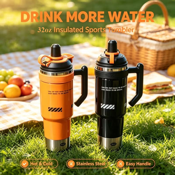 Large Capacity Insulated Tumbler with Straw – Stainless Steel Travel Cup for Hot & Cold Drinks