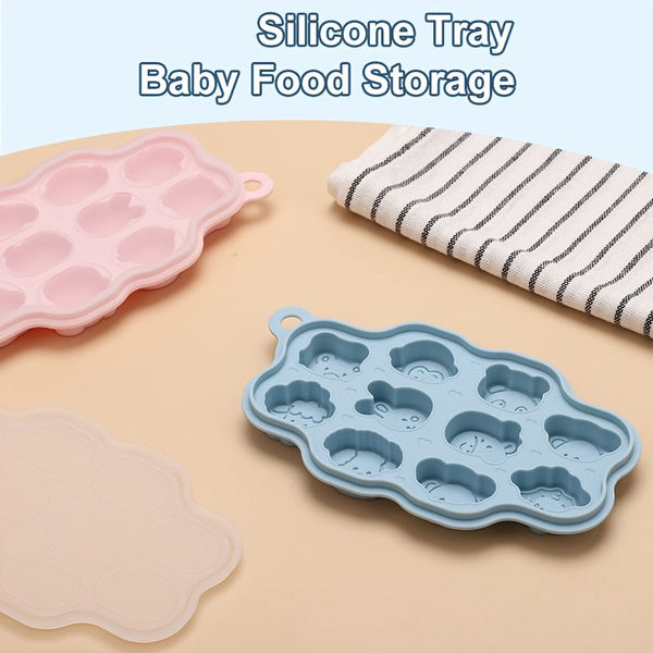 Baby Food Storage Container, BPA-Free Silicone Freezer Tray with Clip-On Lid for Breast Milk & Homemade Food Storage, Ideal for Vegetable & Fruit Purees