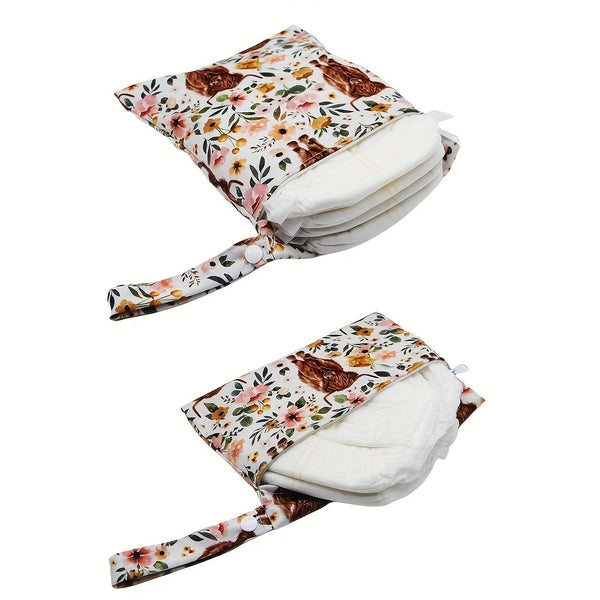 2pcs Soft Cute Cow Print Wet Bags - Reusable Diaper Bags, Perfect for Christmas, Halloween, and Thanksgiving Gifts