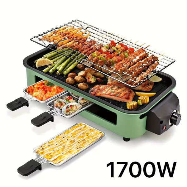 1700W Smokeless Electric Indoor Grill – Portable Nonstick BBQ Grill with Removable Grilling Plate