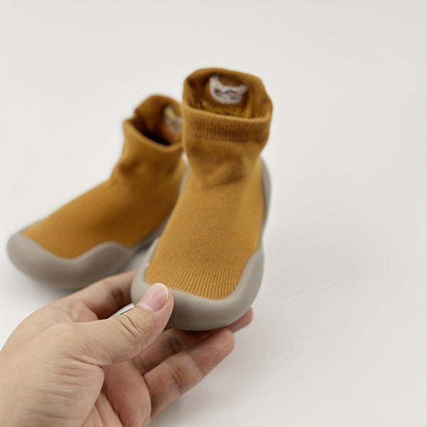 Infant Soft-Sole Embroidered Anti-Slip Leg Warmers - Polyester & Spandex Blend, Knit Fabric, All-Season | Easy Pull-On Closure for Walking Babies | 85% Polyester, 15% Spandex