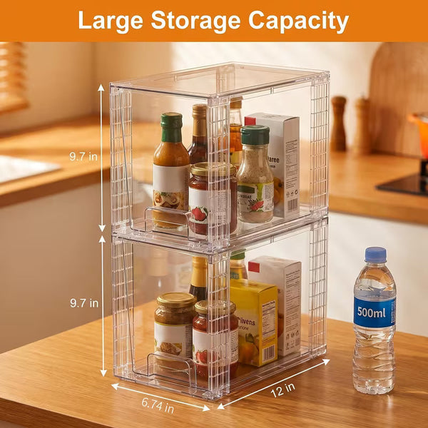 4-Pack Stackable Under Sink Storage Drawers – 9.7-Inch Plastic Organizers for Bathroom, Kitchen & Vanity