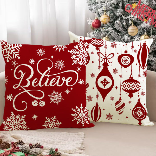 Christmas red ball pillow cover Christmas holiday themed home decoration pillowcase linen waist pillow