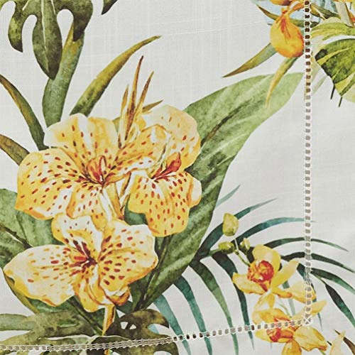 Fennco Styles Tropical Flower Hemstitch Table Runner 16" W x 72" L - Multicolored Rectangular Table Cover for Home, Dining Table, Banquet, Family Gathering