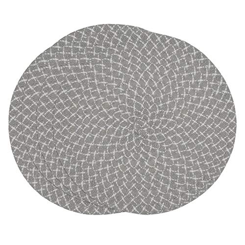 Fennco Styles Woven Design Placemats 15 Inches Round, Set of 4 – Modern Traycloth Table Mats for Home, Dining Room Décor, Banquets, Indoor & Outdoor and Special Events