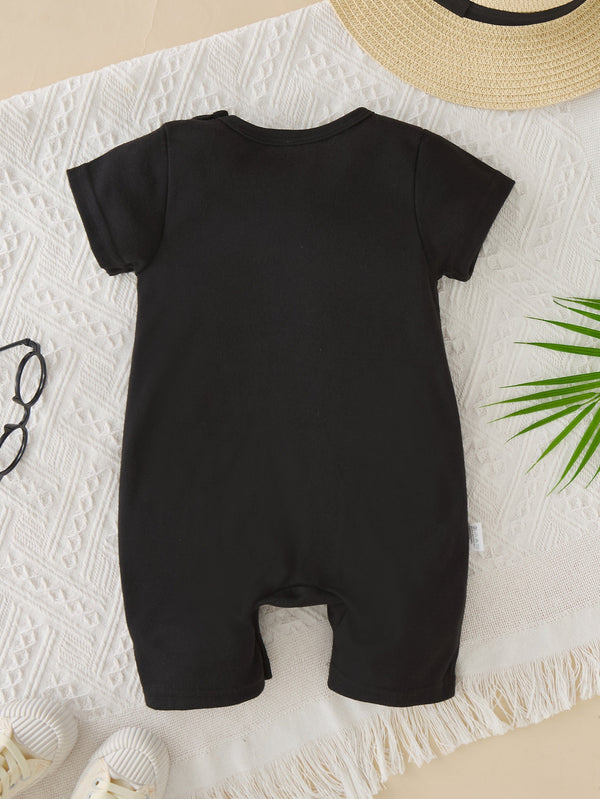 Baby "My Grandma Loves Me To The Moon & Back" Print Romper – Casual Short Sleeve Bodysuit (Toddler & Infant, Summer Outdoor Wear)