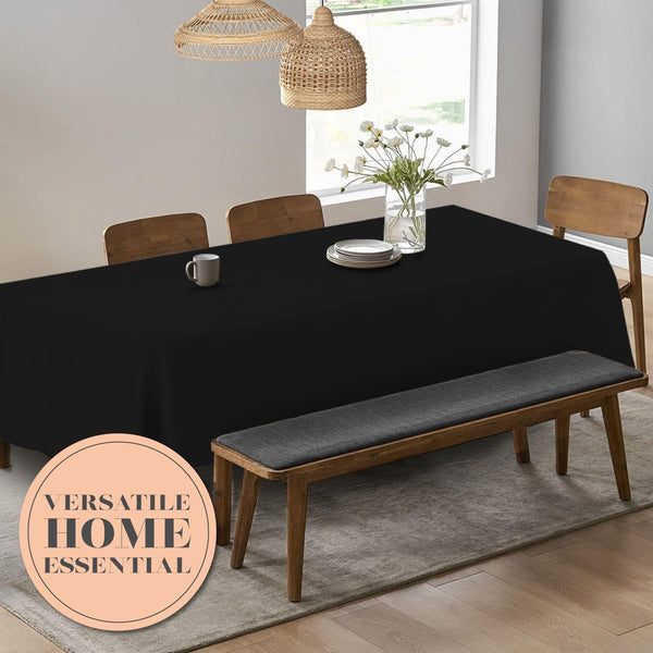 2 Pack Black Tablecloth 90x132 in Table Cover for 6 Ft Rectangle Table Polyester