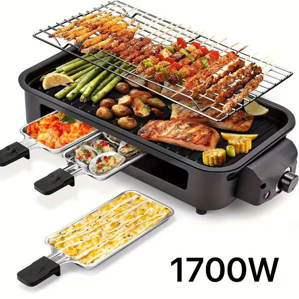 1700W Smokeless Electric Indoor Grill – Portable Nonstick BBQ Grill with Removable Grilling Plate