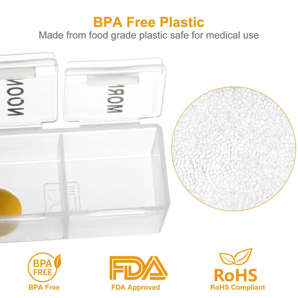 Weekly Pill Organizer AM PM Daily Medicine