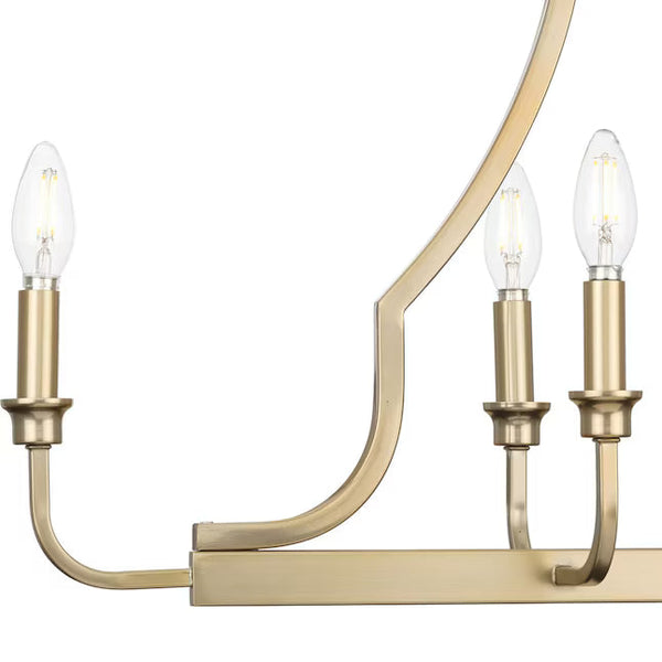 Progress Lighting Myerly 6-Light Linear Chandelier – Champagne Bronze & Weathered Brass