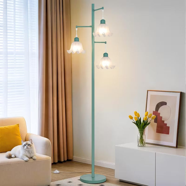 68-Inch 3-Light Flower Floor Lamp with Acrylic Shades and LED Bulbs