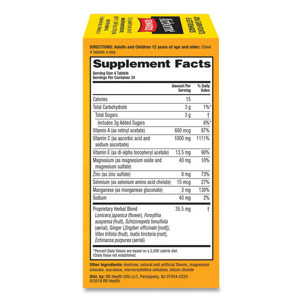 Airborne Immune Support Chewable Tablet, Citrus, 96 Count