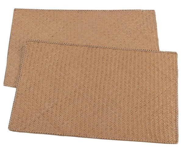 Fennco Styles Hand Woven Water Hyacinth Pandanus Placemats 13" W x 19", Set of 2 - Gold Metallic Table Mats for Home Décor, Dining Table, Family Gathering, Banquet, Holiday and Special Occasion