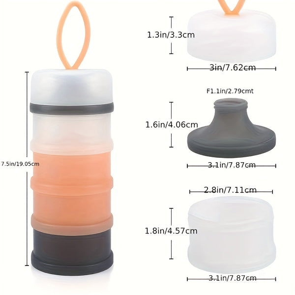 1pc Stackable 4-Layer Milk Powder Container – 480ml Portable Polypropylene Baby Formula Dispenser, Multi-Purpose Snack Storage Box for Infants & Toddlers – Bright Pink & Blue
