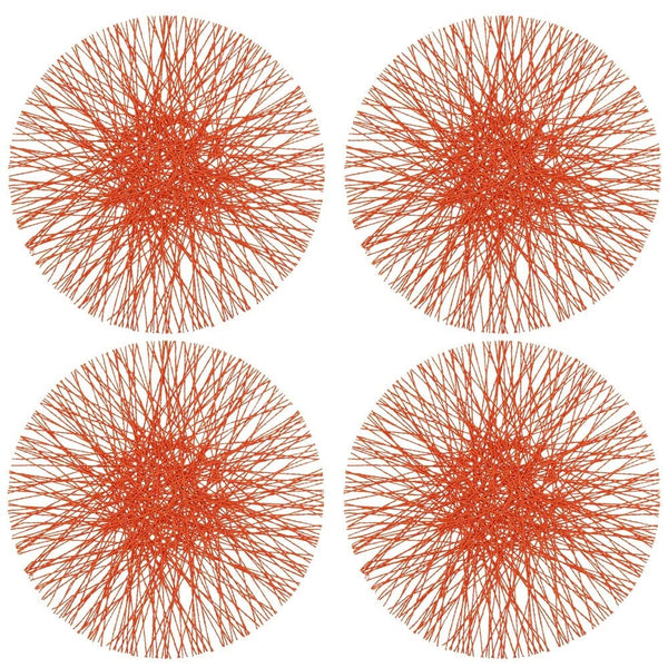 Fennco Styles Unique Paper Straw Placemats 15 Inches Round, Set of 4 – Modern Traycloth Table Mats for Home, Dining Room Décor, Banquets, Indoor & Outdoor and Special Events