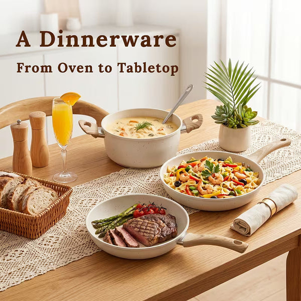 12-Piece Stainless Steel Cookware Set with Frying Pan and Saucepan