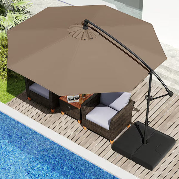 SUGIFT 10-ft Cantilever Patio Umbrella – 360° Rotating Outdoor Umbrella with Infinite Tilt & Weighted Base