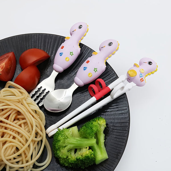 4PCS Kids’ Tableware Set – Chopsticks, Spoon & Fork with Storage Box, BPA-Free & Portable Dining Set for Toddlers & Children