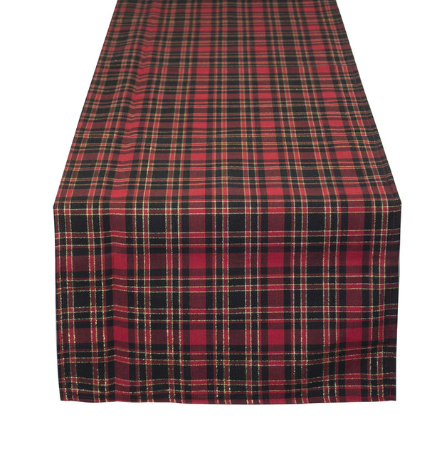Fennco Styles Highland Holiday Red & Black Plaid Design Table Runner 16"x54"