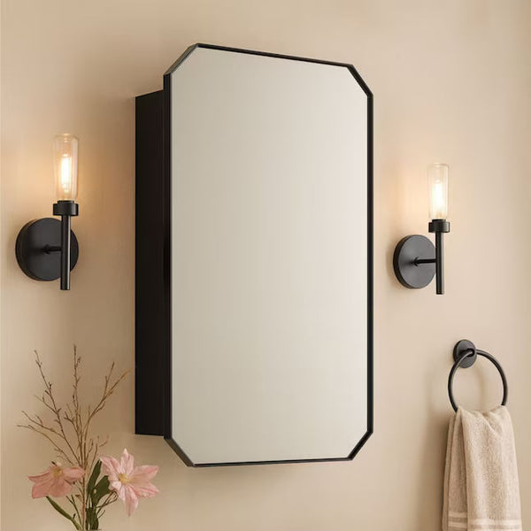 TEHOME 18" x 26" Matte Black Medicine Cabinet – Modern Bathroom Mirror & Storage