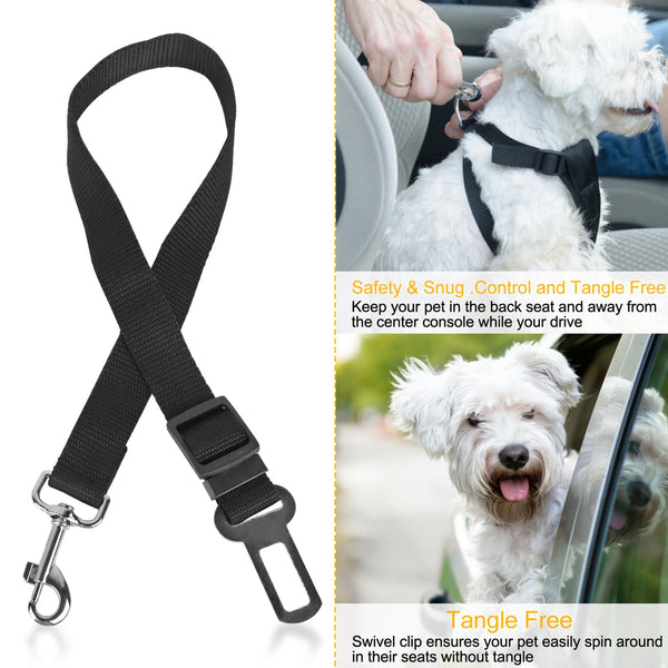 Dog Seat Belt Leash 2-Pack Adjustable Car Safety Harness