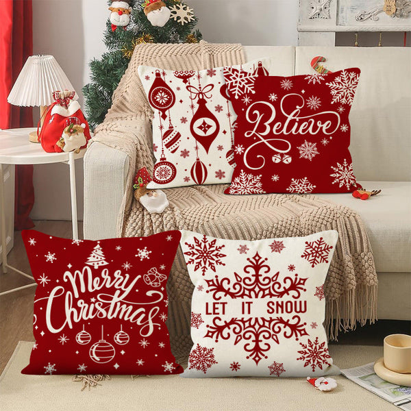 Christmas red ball pillow cover Christmas holiday themed home decoration pillowcase linen waist pillow