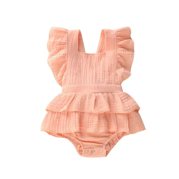 Baby Girl Summer Ruffle Romper – Sleeveless Cotton Jumpsuit Outfit (Newborn to 24 Months, Sunsuit)