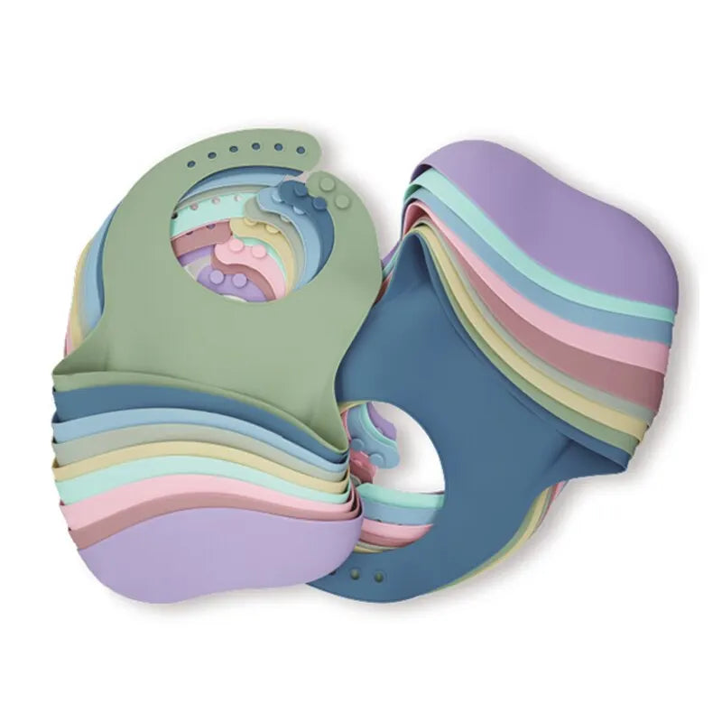 Waterproof Baby Bibs – Adjustable Soft Silicone Feeding Bibs with Cute Cartoon Animal Prints for Boys & Girls
