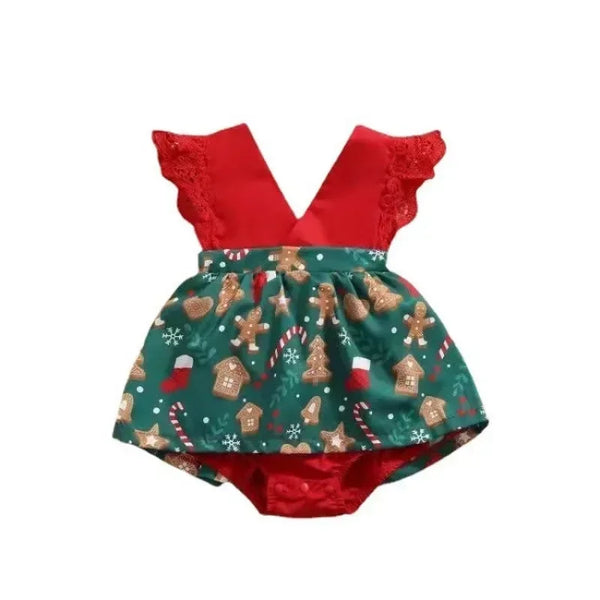 Newborn Baby Girl Summer Lace Romper Dress – Floral Flying Sleeve Jumpsuit with Headband (0-18 Months)