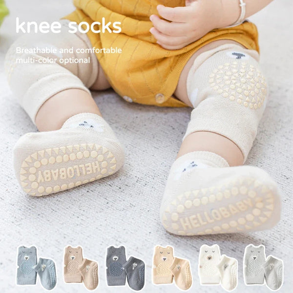 Safety Baby Knee Pads Socks Set - Autumn Anti-Slip Knee Protector for Kids | Crawling Floor Socks, Kneecap Leg Warmer for Girls
