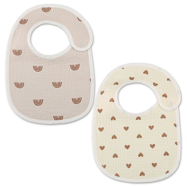 2-Piece Cotton Waterproof Baby Bib Set – Soft & Absorbent Bibs for Newborns, Ideal for Drooling & Breastfeeding (Unisex)