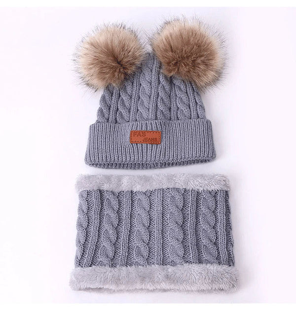Kids’ Winter Hat, Scarf & Gloves Set – Warm Knitted Beanie & Neck Warmer for Boys & Girls (Ages 1-8)