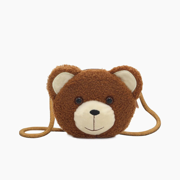 Cartoon Plush Crossbody Bag – Cute Animal Bear Coin Wallet, Mini Shoulder Bag for Boys & Girls