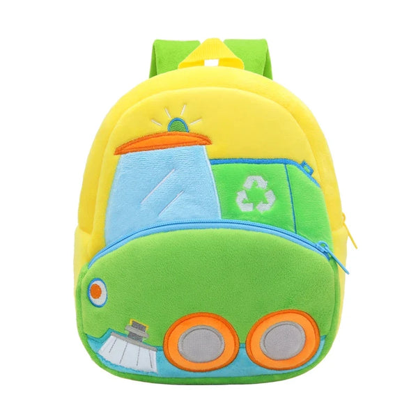 Cartoon Excavator Engineering Backpack for Kids – Plush 2-4 Years Old Small School Bag & Toy Backpack