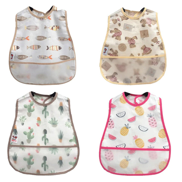 2023 New Cartoon Pattern EVA Waterproof Baby Bibs – Adjustable Feeding Apron with Pocket for Kids, Baby Burp Cloths