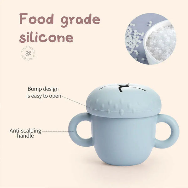 Silicone Snack Cup – Portable Food Storage Box for Toddlers, Kids Snack Container with Lid, Children Snack Storage Cup