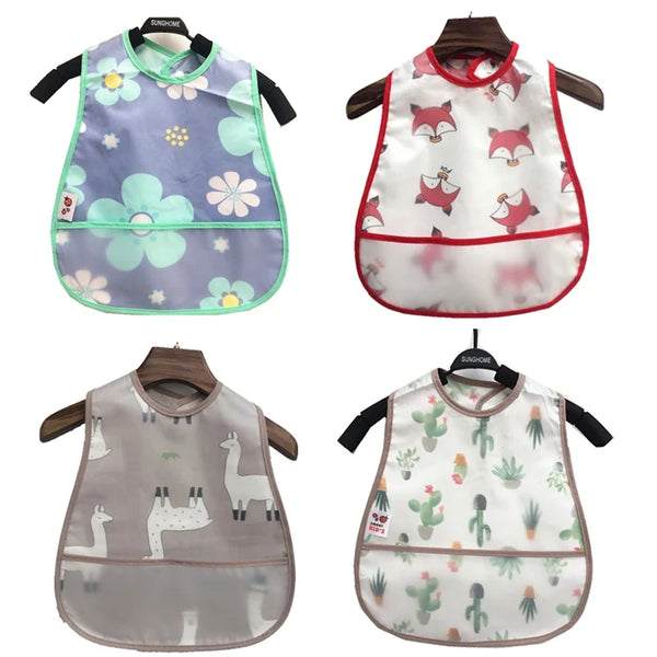 2023 New Cartoon Pattern EVA Waterproof Baby Bibs – Adjustable Feeding Apron with Pocket for Kids, Baby Burp Cloths