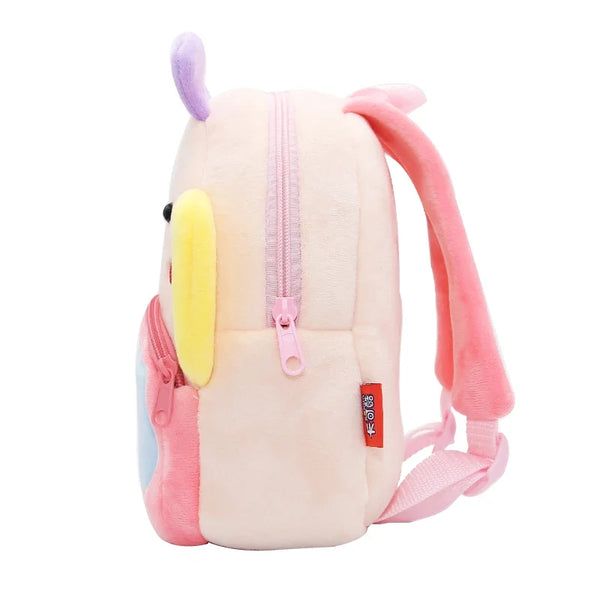 Cute Pink Butterfly Girls School Backpack – Plush Kindergarten School Bag for Kids