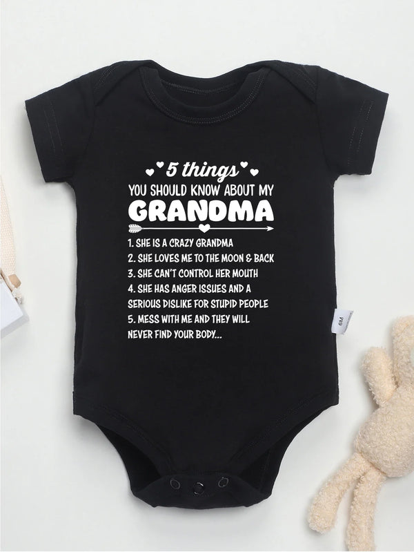 5 Things You Should Know About My Grandma Print Baby Bodysuit – Trendy Newborn One-Piece, Boy Girl Romper, Infant Jumpsuit, Toddler Clothes