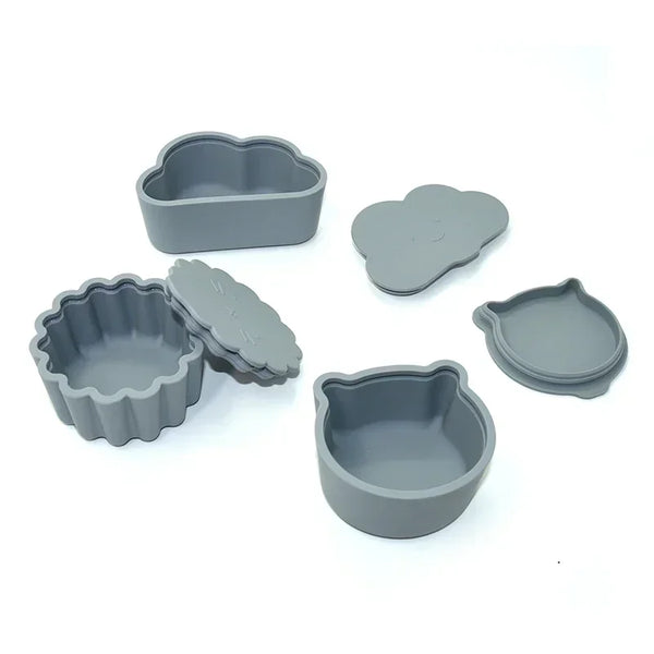 100% Food Grade Silicone Animal Pattern Feeding Box with Lid - BPA-Free Soft Baby Silicone Food Storage Box