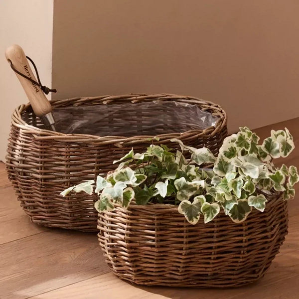Oval Wicker Planter Basket